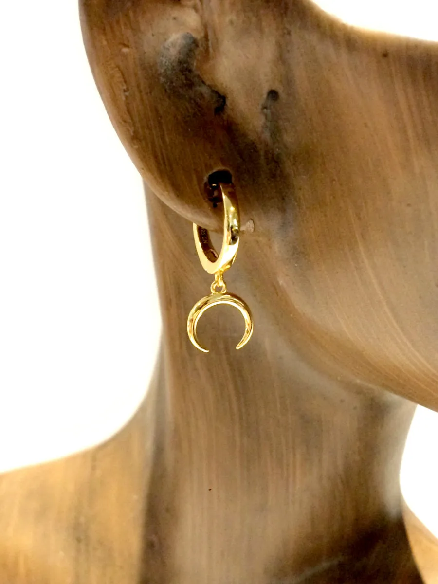 Crescent Moon Huggie Hoops