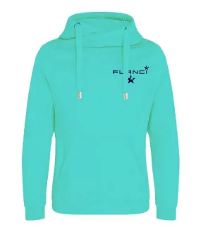 Cross Neck Hoodie | Turquoise