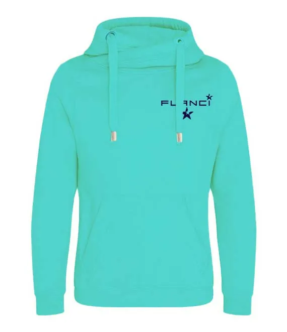 Cross Neck Hoodie | Turquoise