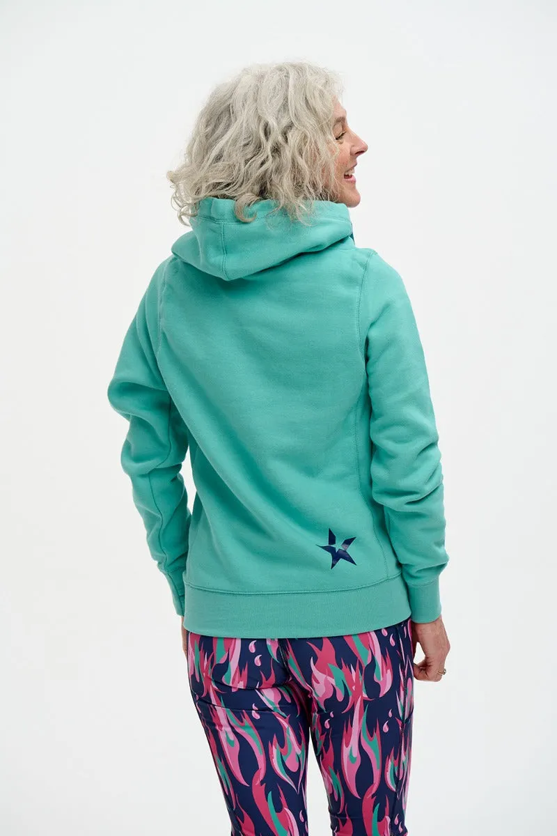 Cross Neck Hoodie | Turquoise