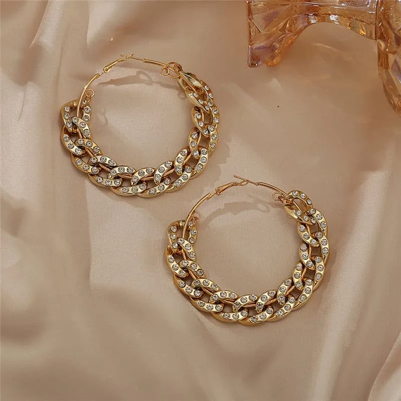 Cuban Link Large Hoop Earring