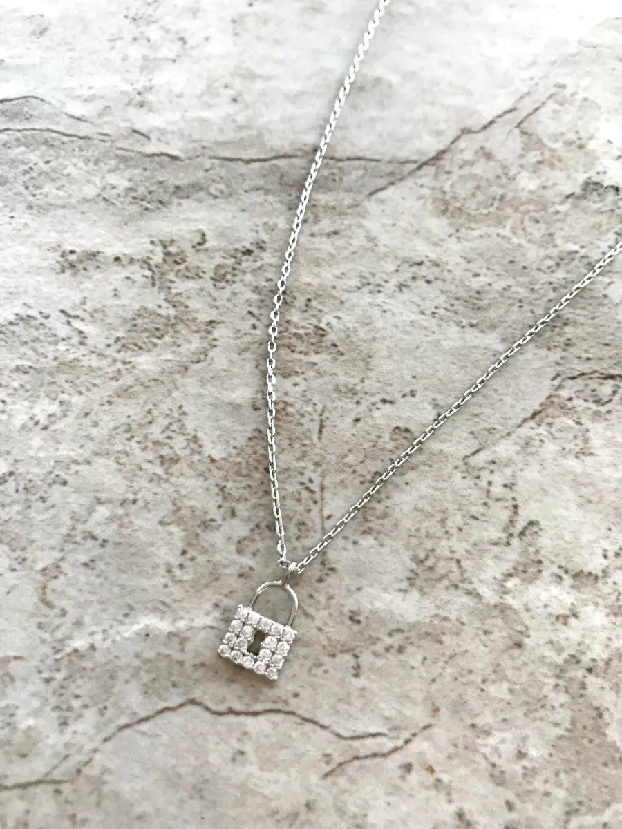 CZ Padlock Necklace