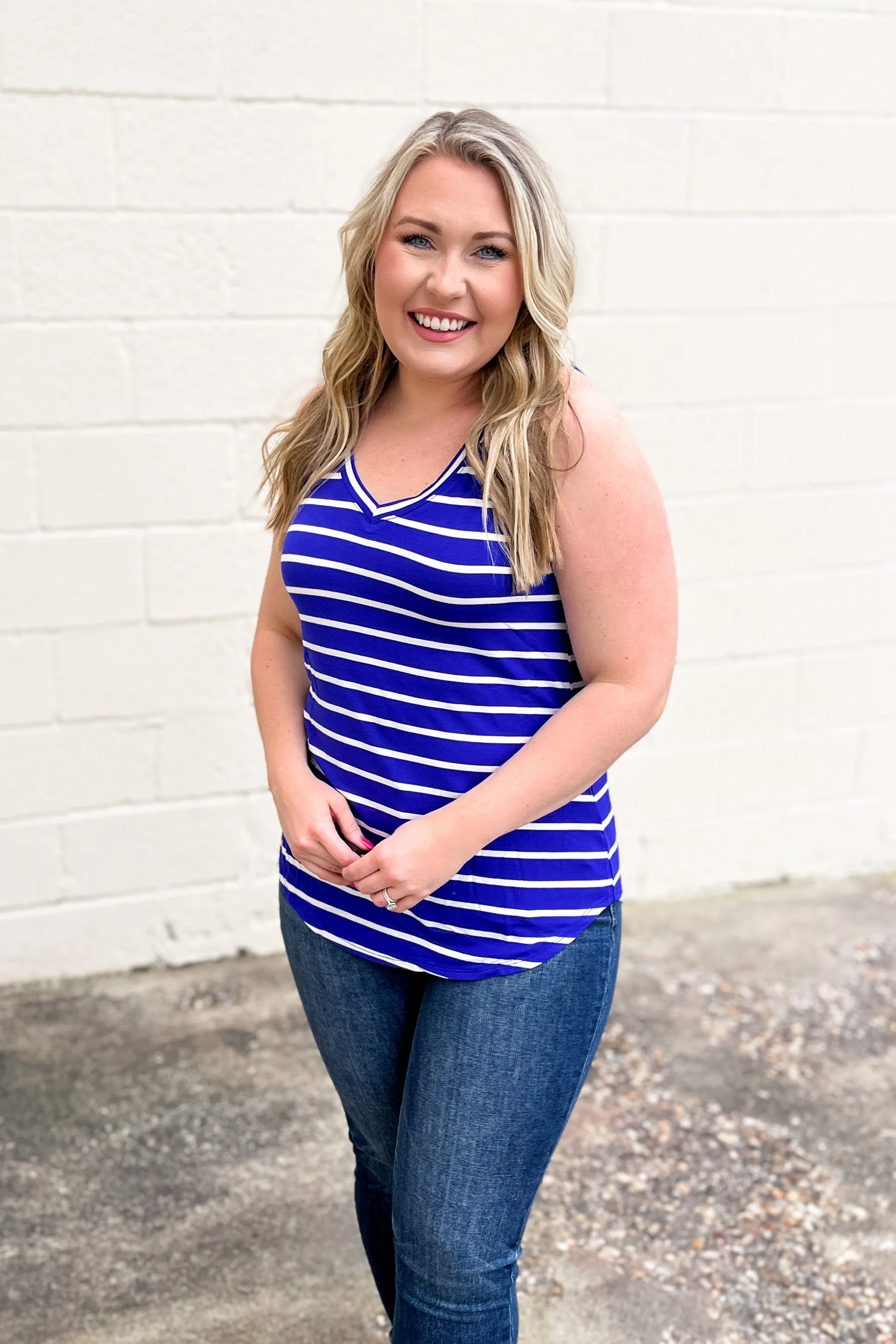 DEAL | Sebastian Stripe Tank, Bright Blue