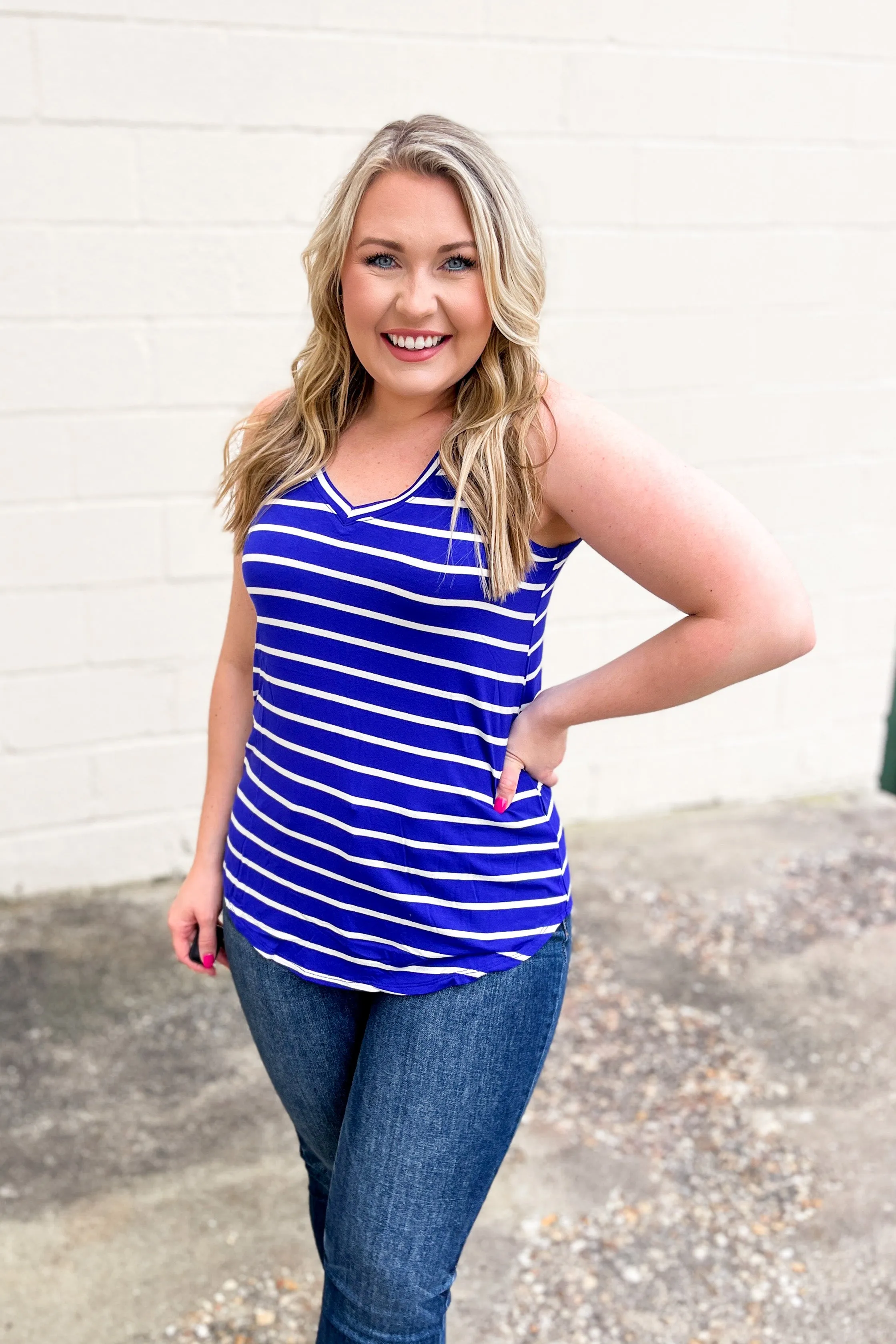 DEAL | Sebastian Stripe Tank, Bright Blue