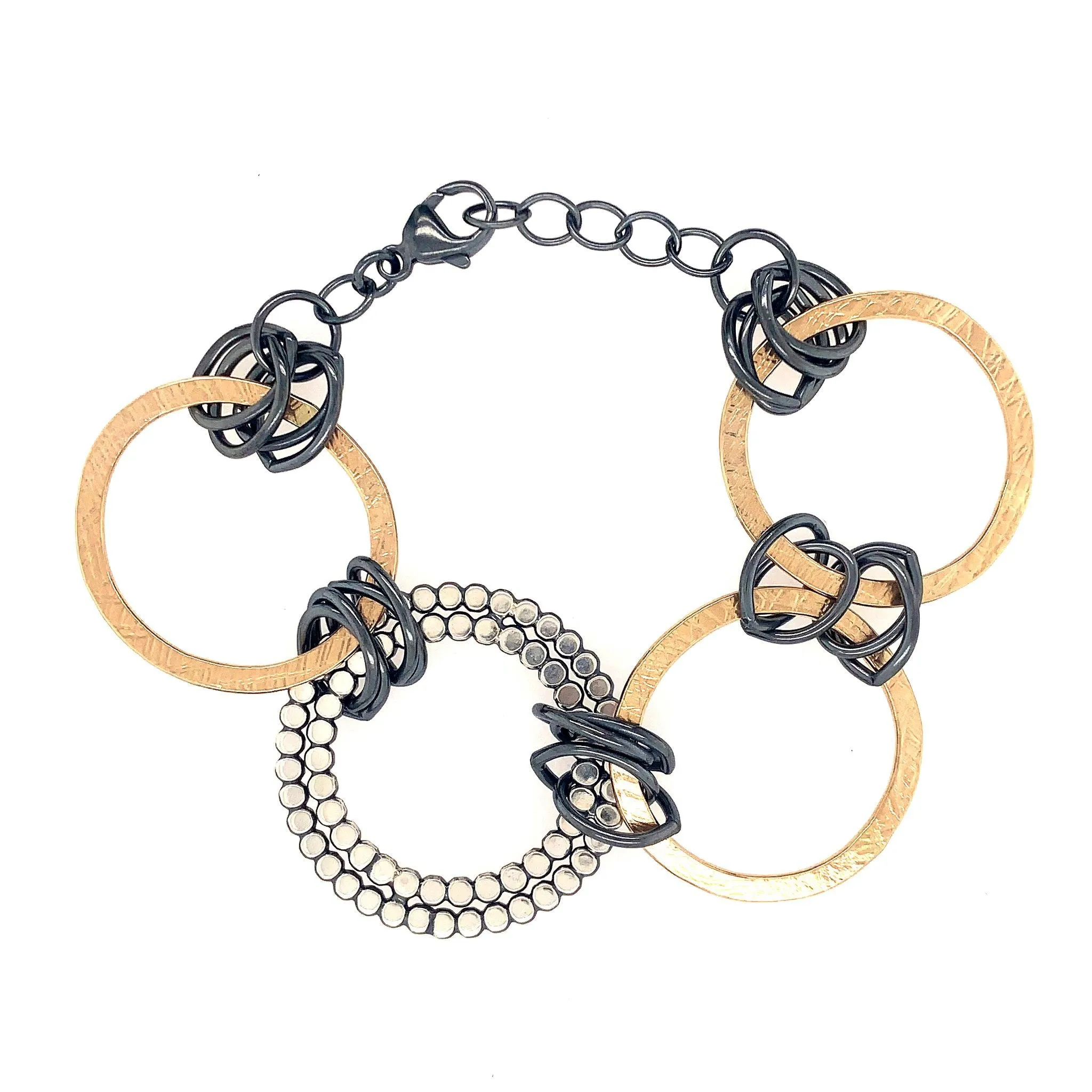 Double Beaded and Textured Circles Bracelet (B350)