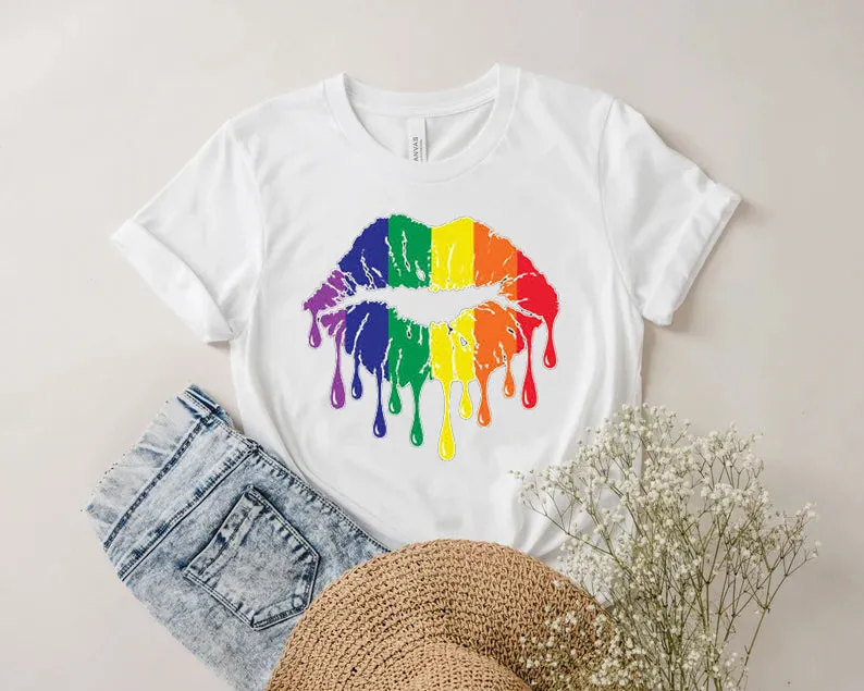 Dripping Pride Lips- Unisex Cotton T-Shirt Size S-XXXL