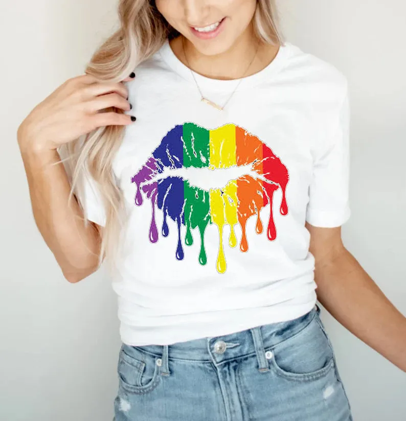 Dripping Pride Lips- Unisex Cotton T-Shirt Size S-XXXL