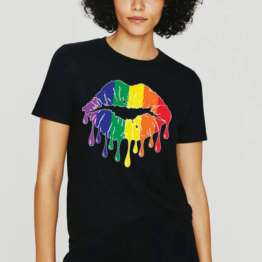 Dripping Pride Lips- Unisex Cotton T-Shirt Size S-XXXL