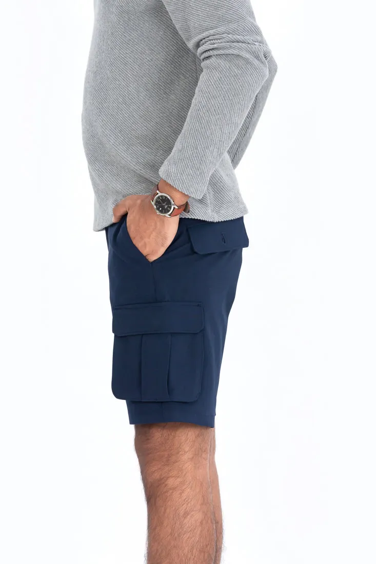 Eco Navy Stretch Cargo Shorts