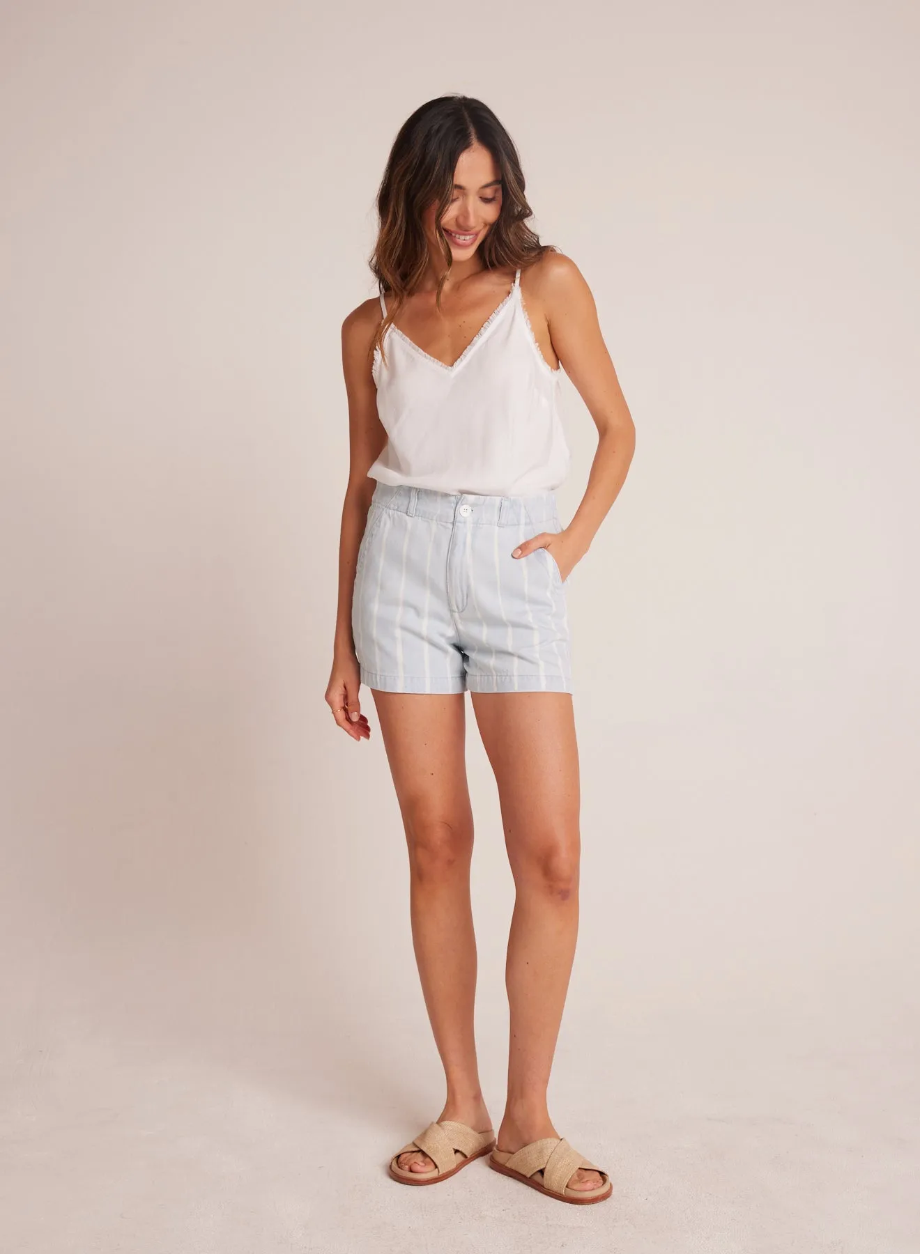 Elle Playa Trouser Short - Bleach Stripe Wash