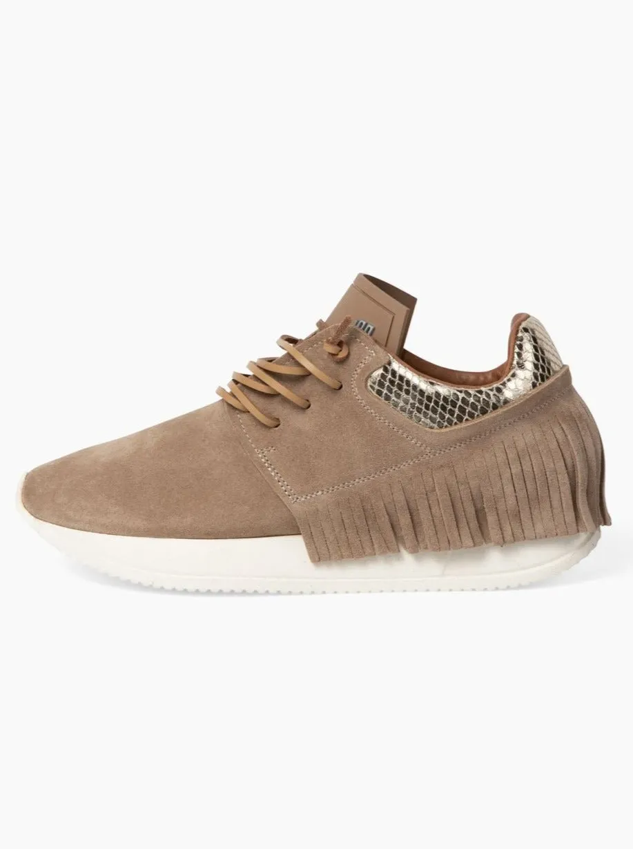 Esseutesse Suede Fringe Sneaker - Beige Suede