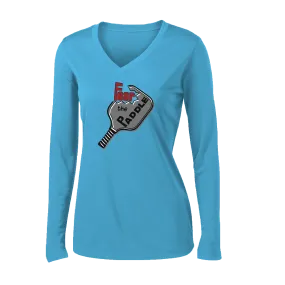 Fear The Paddle | Women's Long Sleeve V-Neck Pickleball Shirts | 100% Polyester