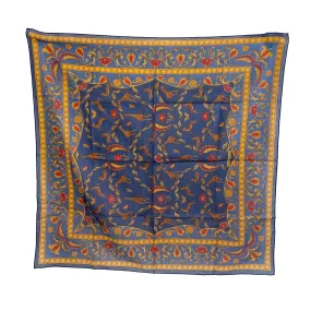 Ferragamo - Excellent - Paisley Oriental Floral Giraffe Deer Scarf - Blue - OS