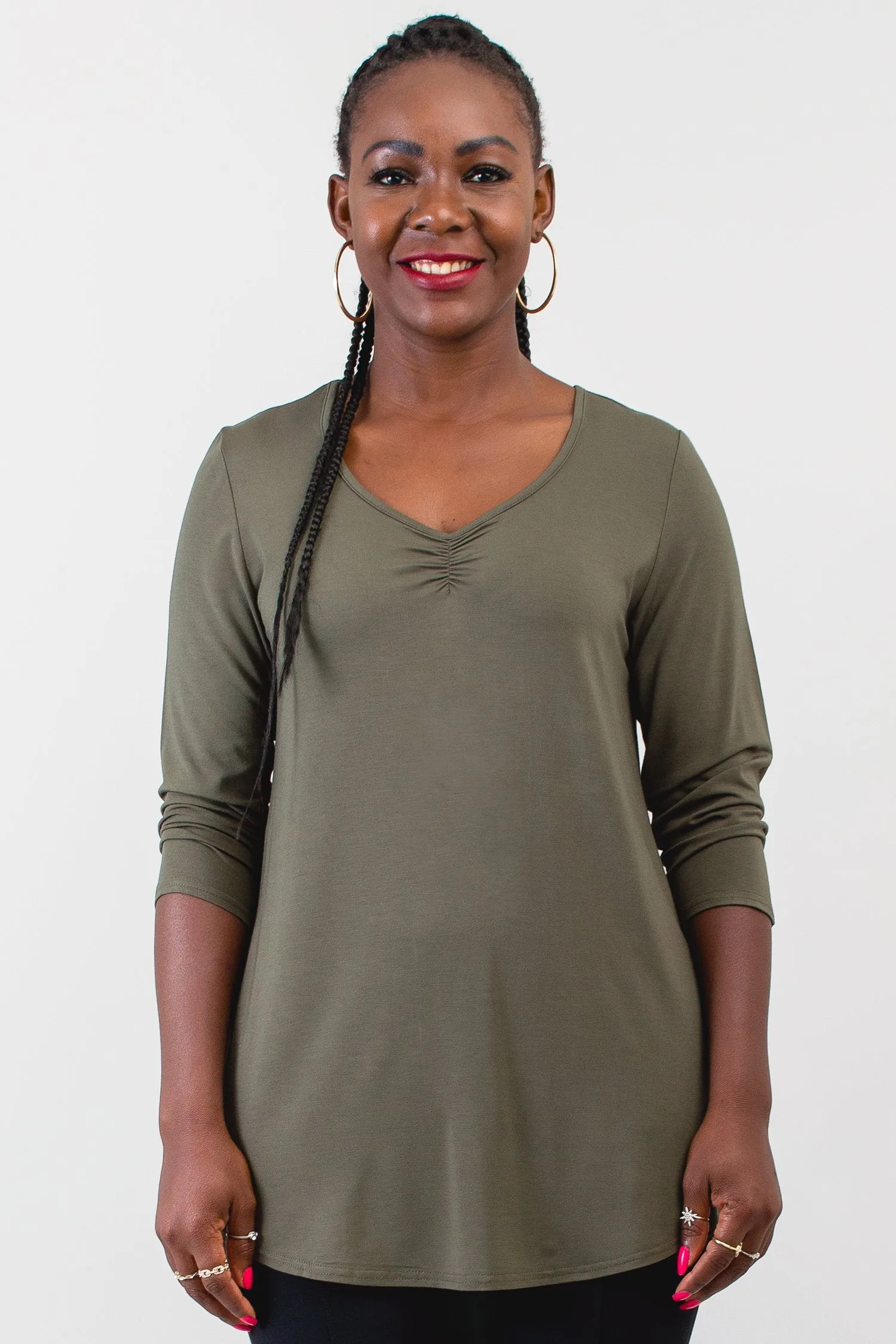 Franny Top, Khaki, Bamboo - Final Sale