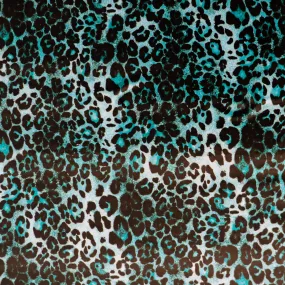 FS1131 Teal Leopard Velvet Stretch Knit Fabric