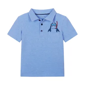 Fun Shark Snorkel Print Polo Shirt | Blue