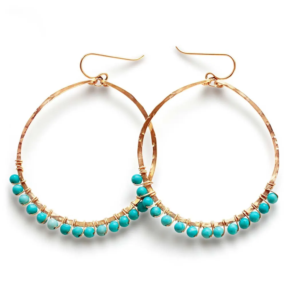 Gemstone Arc Hoops - Turquoise