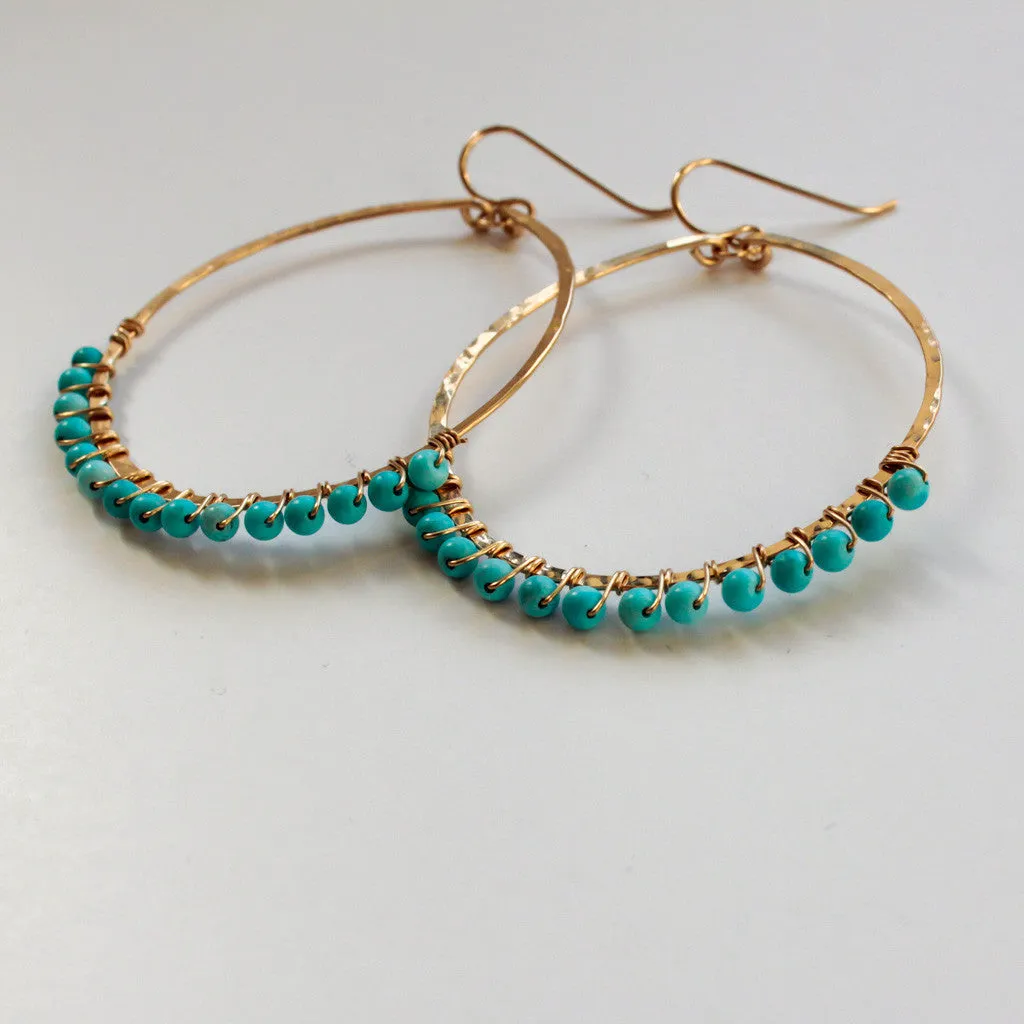 Gemstone Arc Hoops - Turquoise