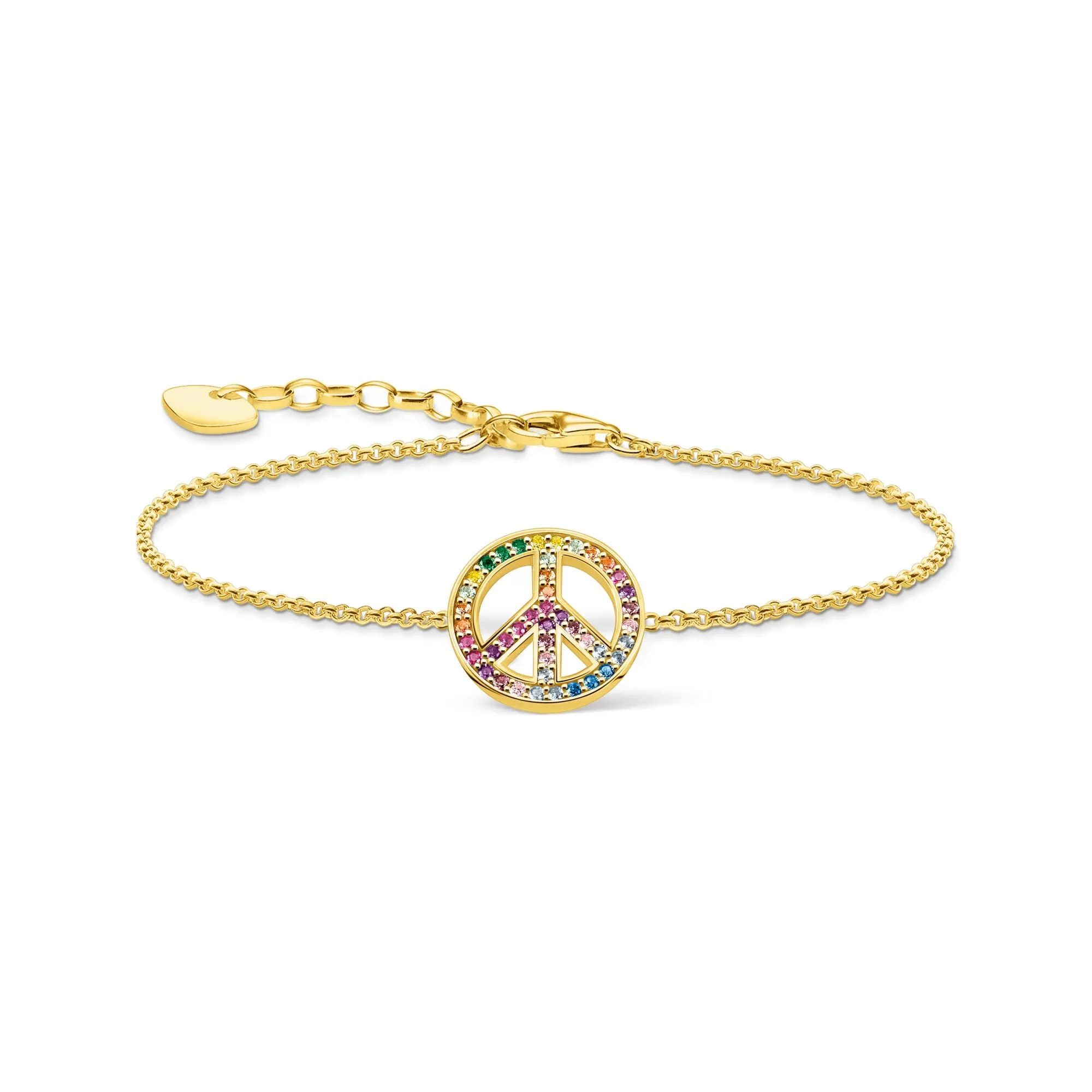 Gold plated bracelet with peace sign