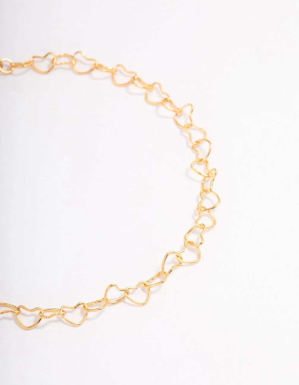 Gold Plated Sterling Silver Linked Hearts Bracelet