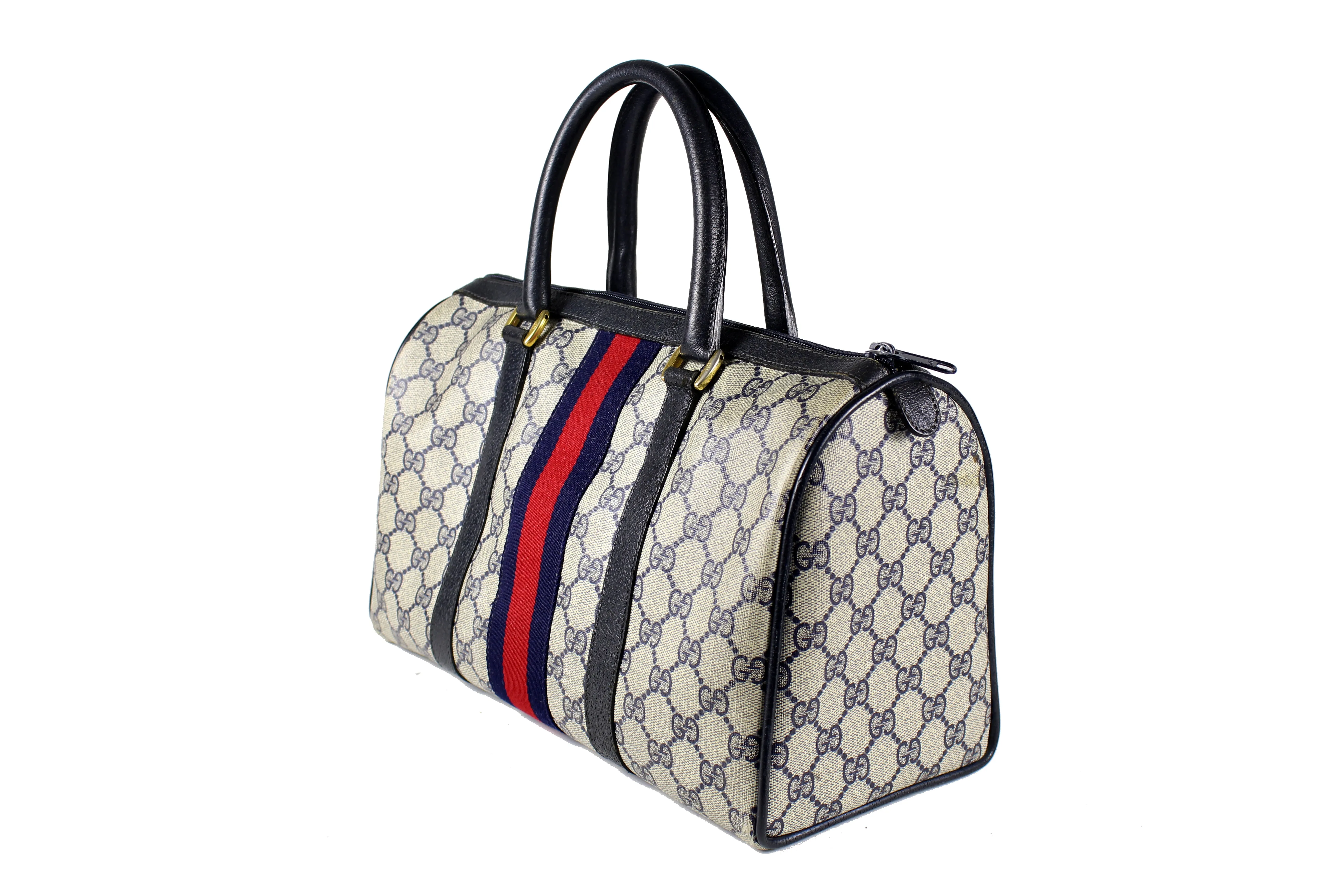 GUCCI Boston blue monogram canvas bag