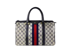 GUCCI Boston blue monogram canvas bag