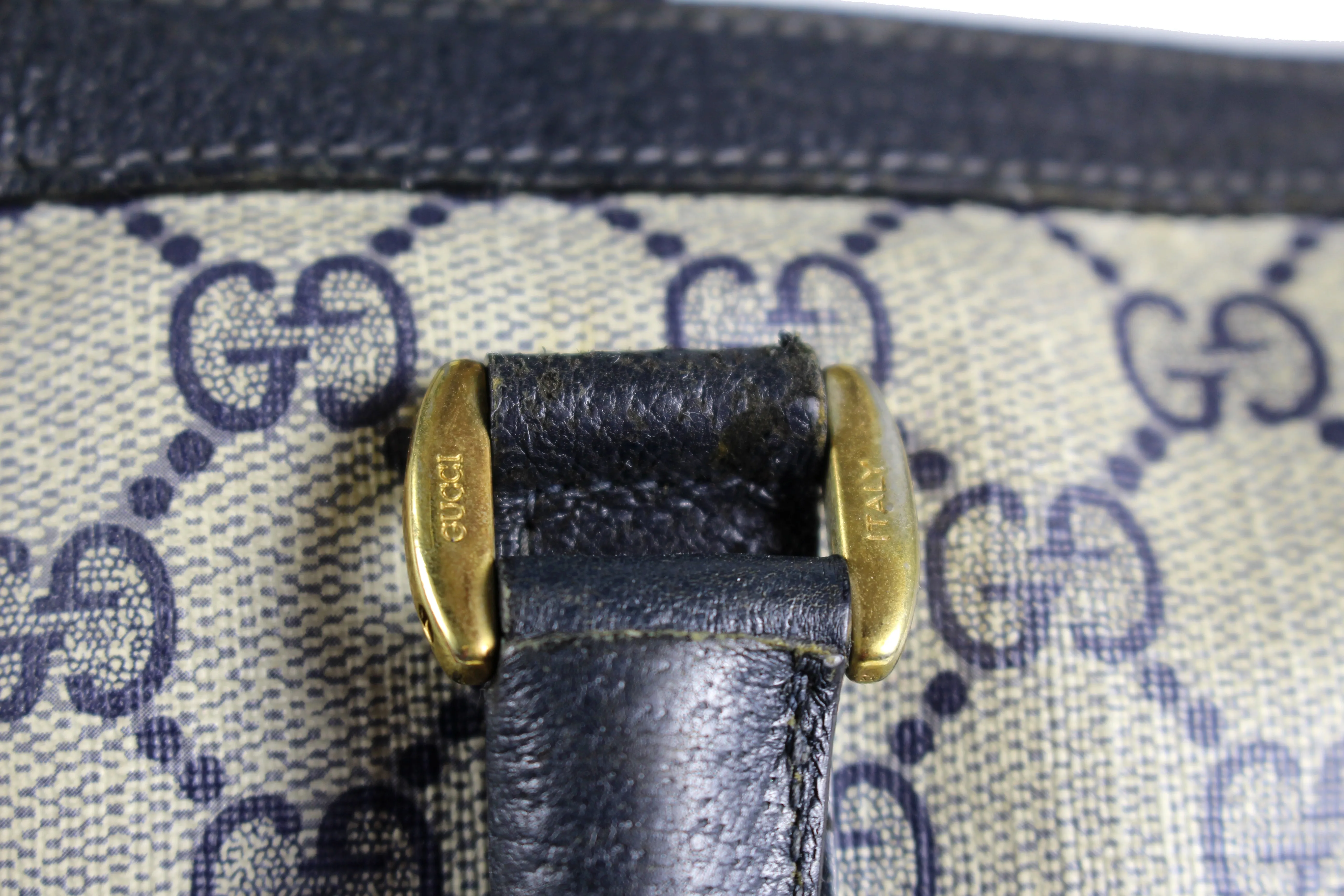 GUCCI Boston blue monogram canvas bag