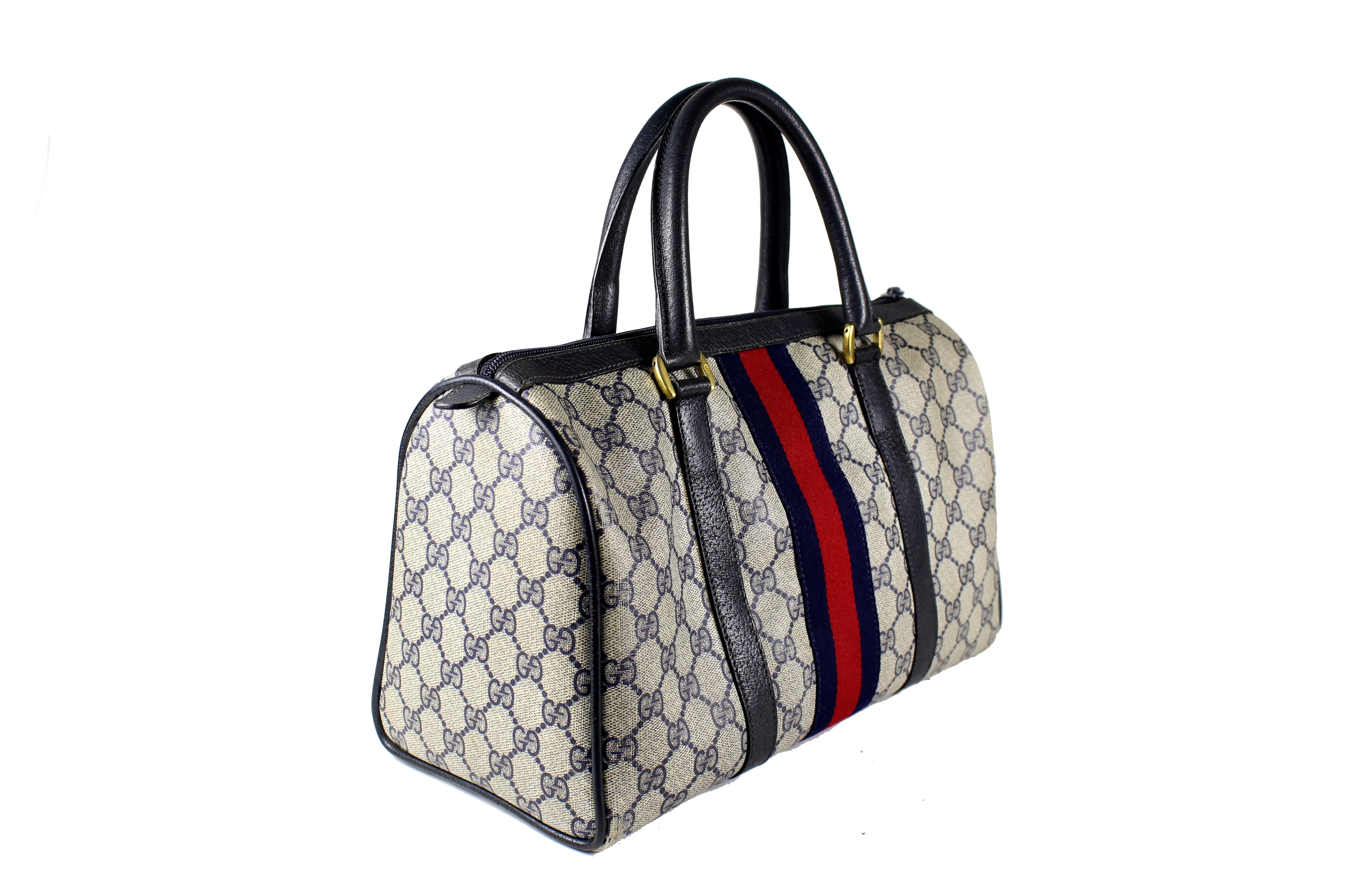 GUCCI Boston blue monogram canvas bag