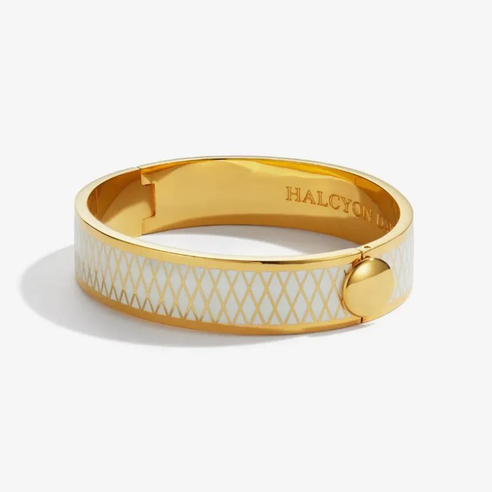 Halcyon Days 13mm Parterre Gold Hinged Enamel Bangle