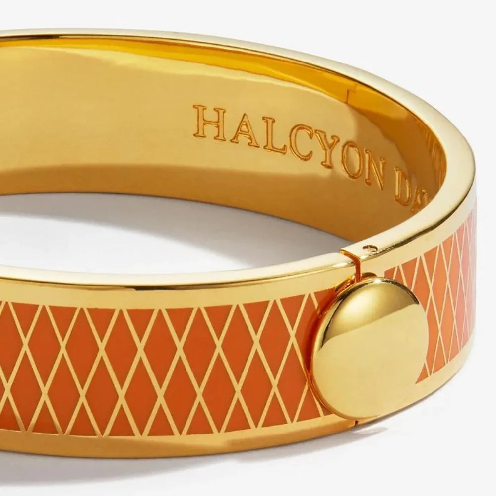 Halcyon Days 13mm Parterre Gold Hinged Enamel Bangle