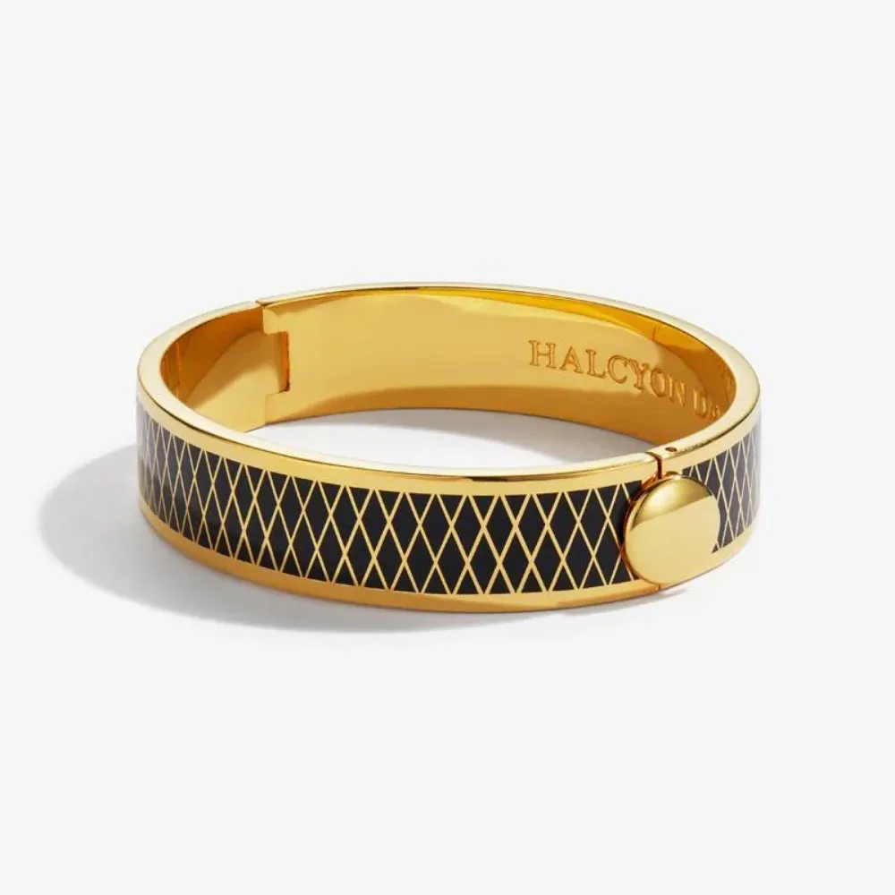 Halcyon Days 13mm Parterre Gold Hinged Enamel Bangle