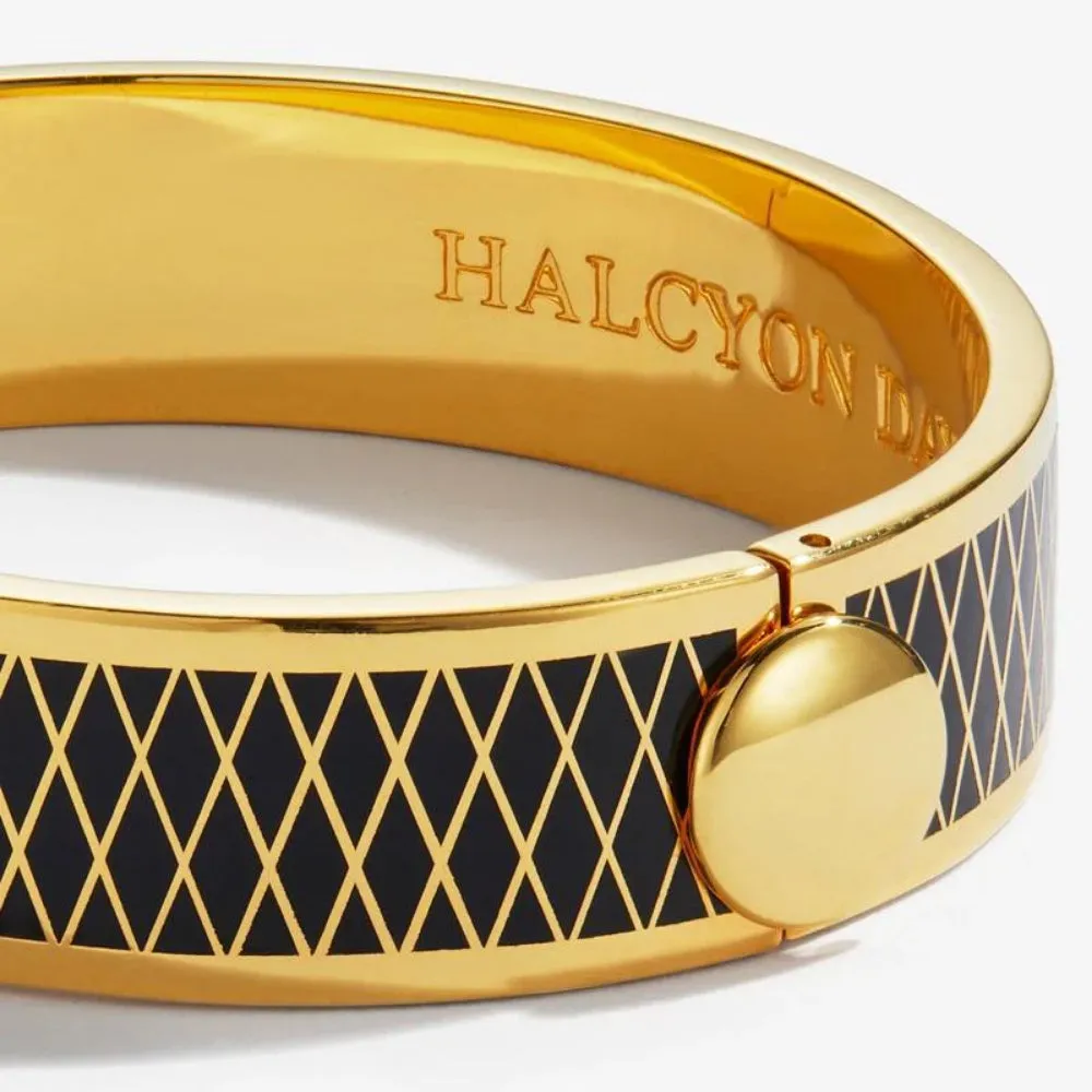 Halcyon Days 13mm Parterre Gold Hinged Enamel Bangle