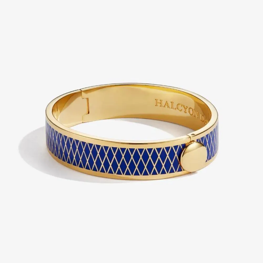 Halcyon Days 13mm Parterre Gold Hinged Enamel Bangle