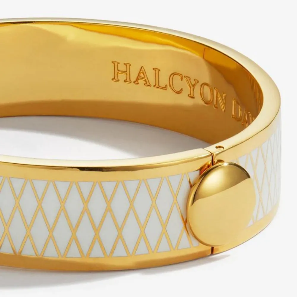 Halcyon Days 13mm Parterre Gold Hinged Enamel Bangle