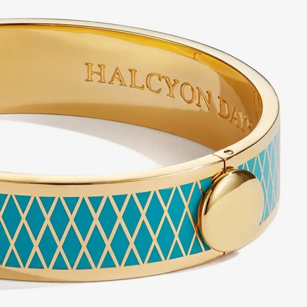 Halcyon Days 13mm Parterre Gold Hinged Enamel Bangle