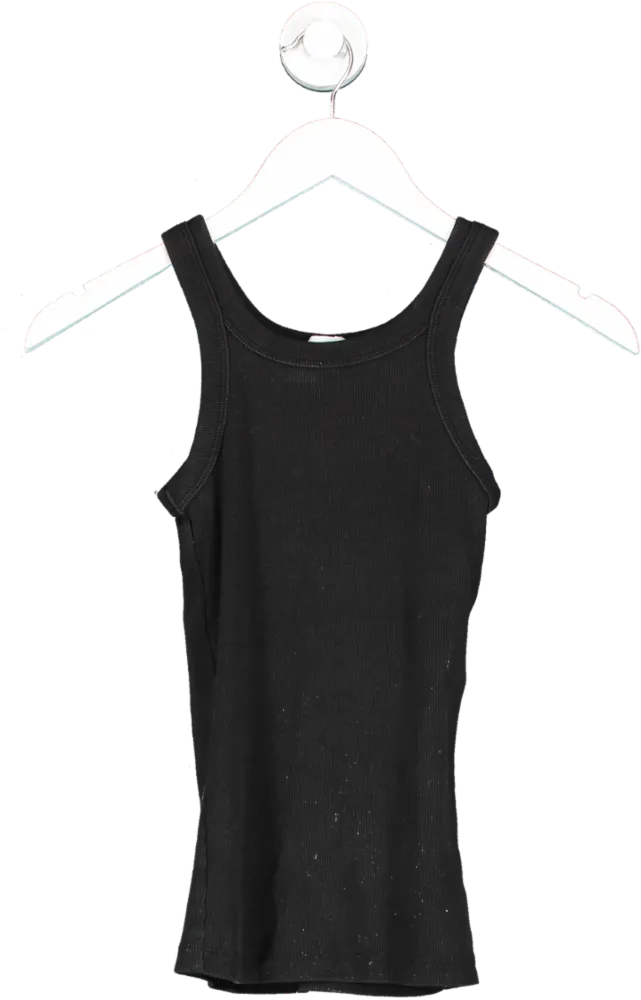 H&M Black Ribbed Vest Top UK XS