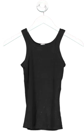 H&M Black Ribbed Vest Top UK XS