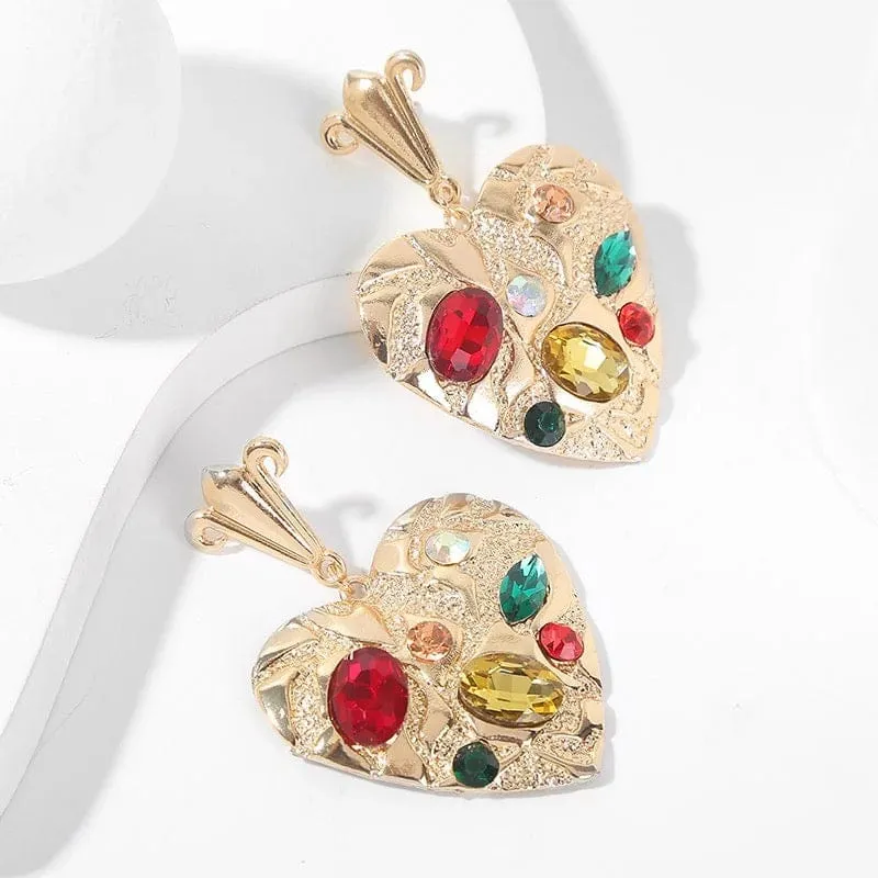 Heart Multicolor Rhinestone Earring