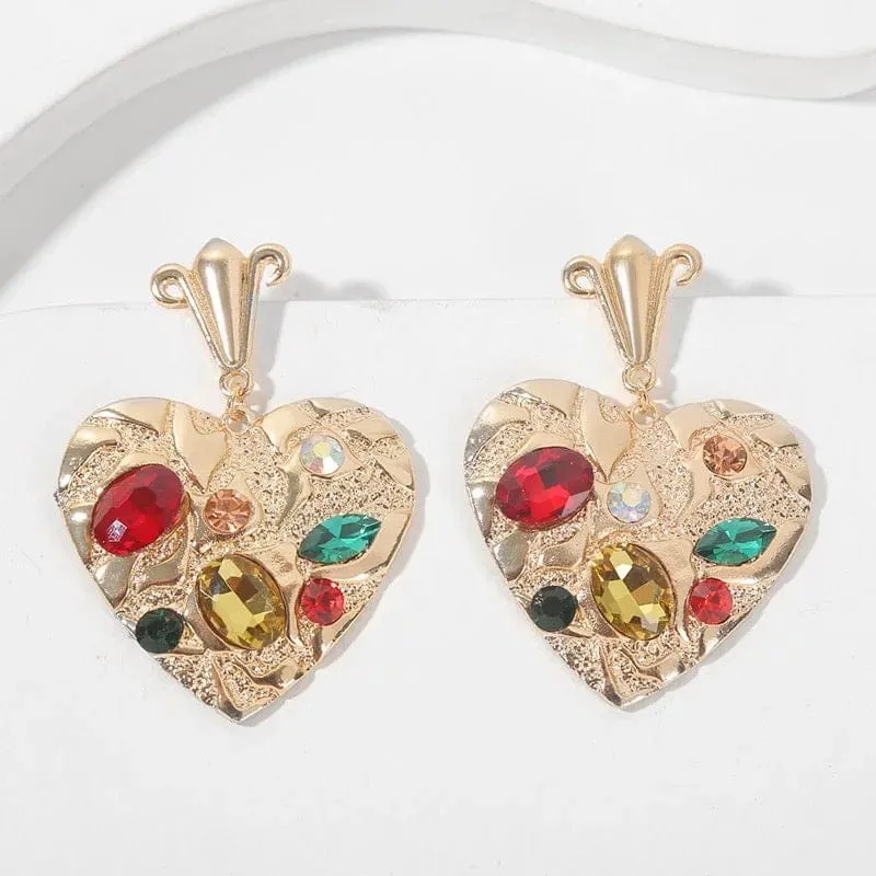 Heart Multicolor Rhinestone Earring