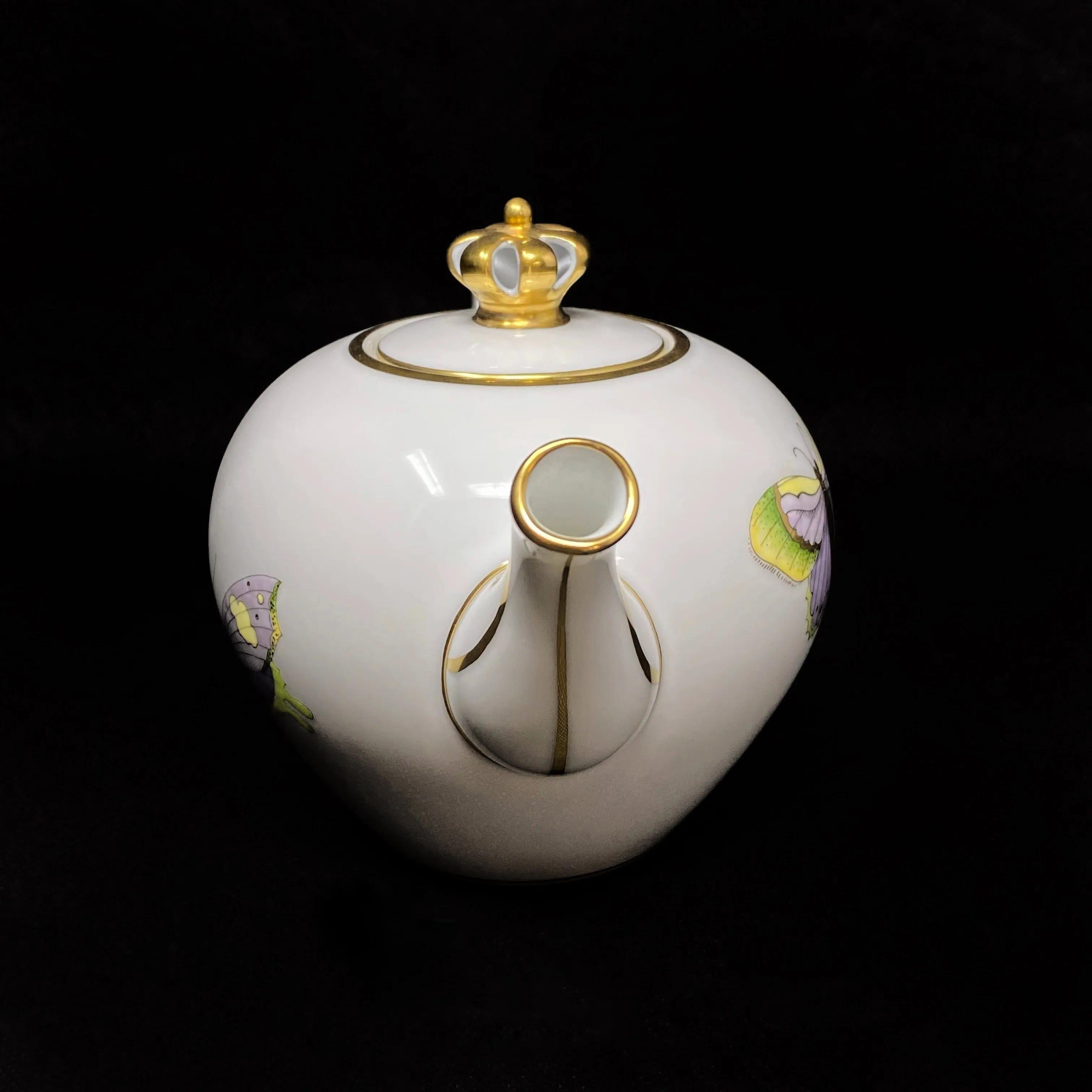 Herend Royal Garden Limited Edition Teapot Crown Finial 4" Tall 12 oz