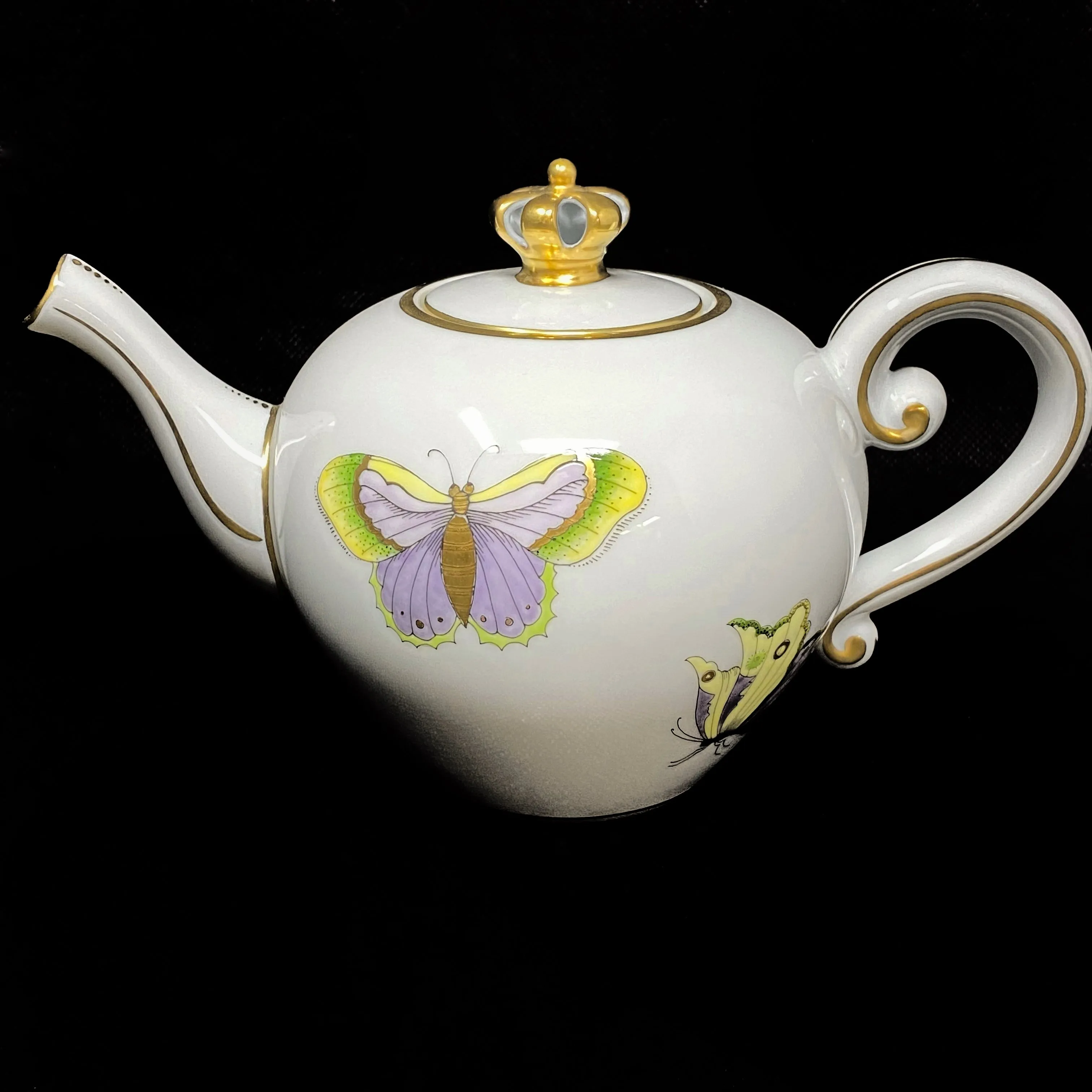 Herend Royal Garden Limited Edition Teapot Crown Finial 4" Tall 12 oz