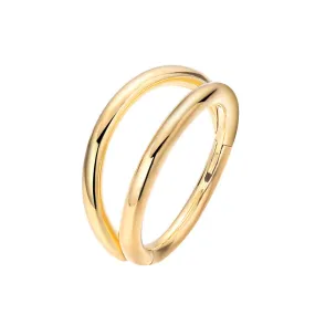 Hinged Segment Double Lines Hoop Ring - Gold