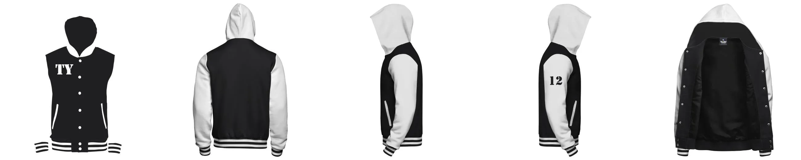 Hooded Cotton Fleece Varsity Jacket With Black Satin Lining