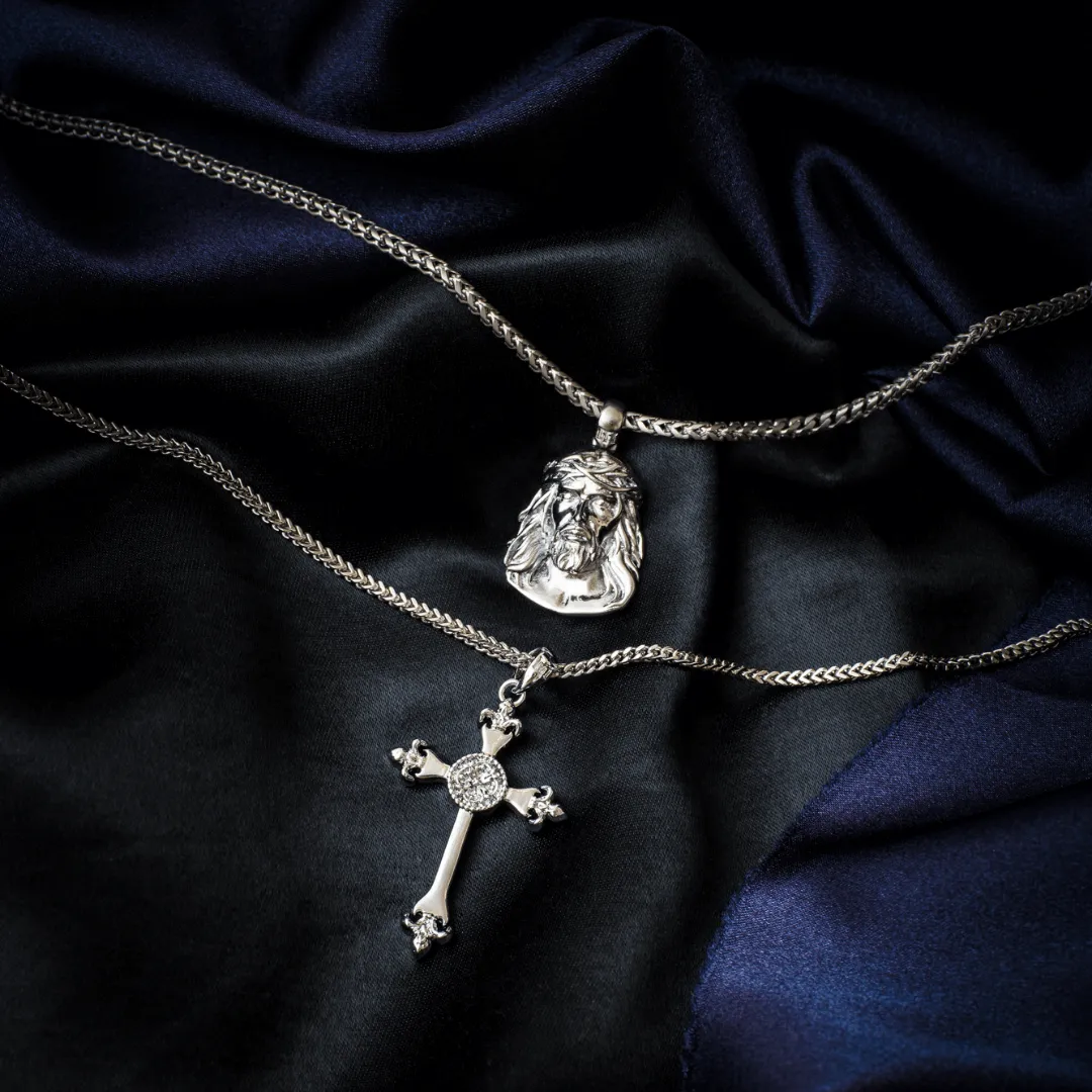 Jesus Pendant - White Gold