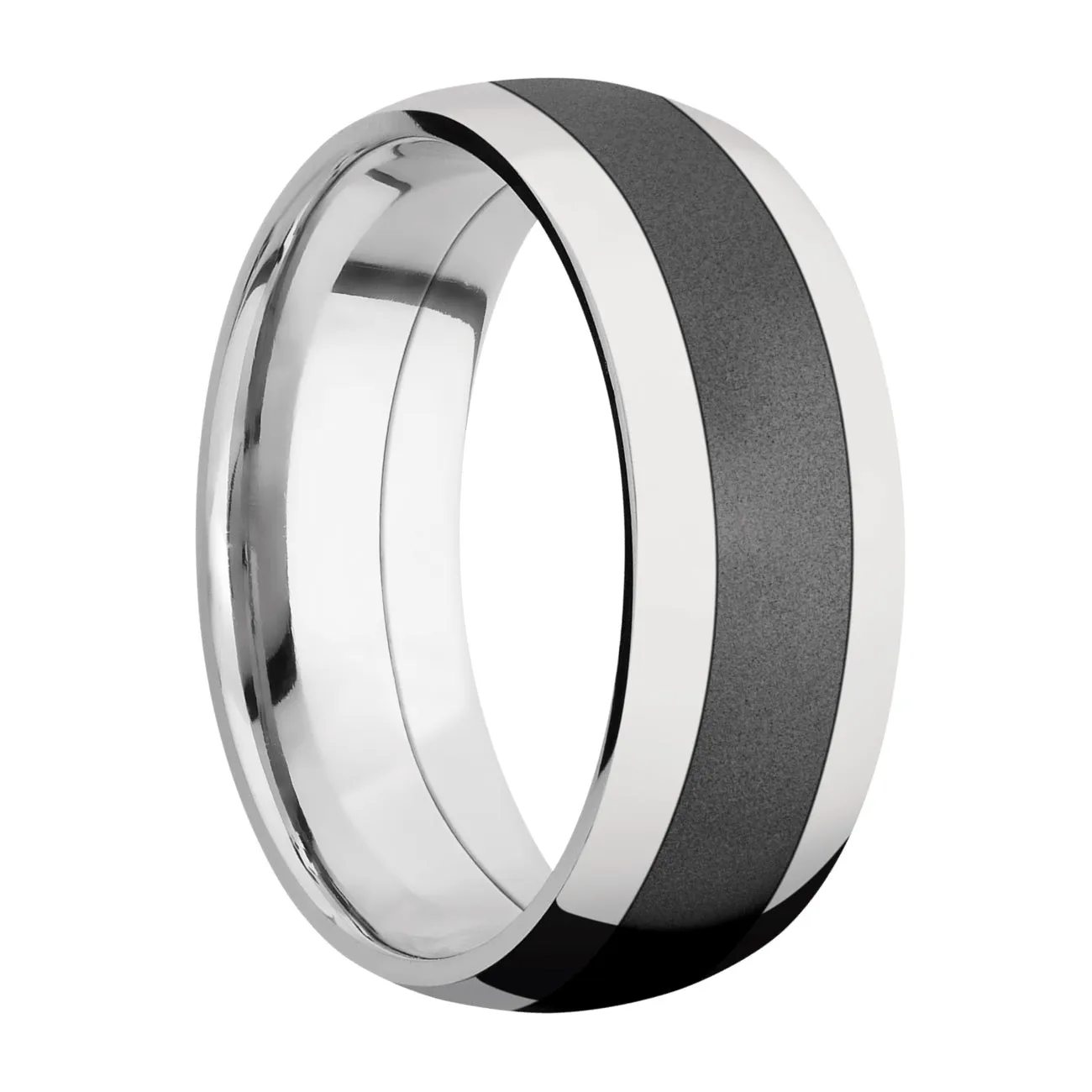 Lashbrook 8MM Cobalt Chrome Wedding Band with a Zirconium Inlay