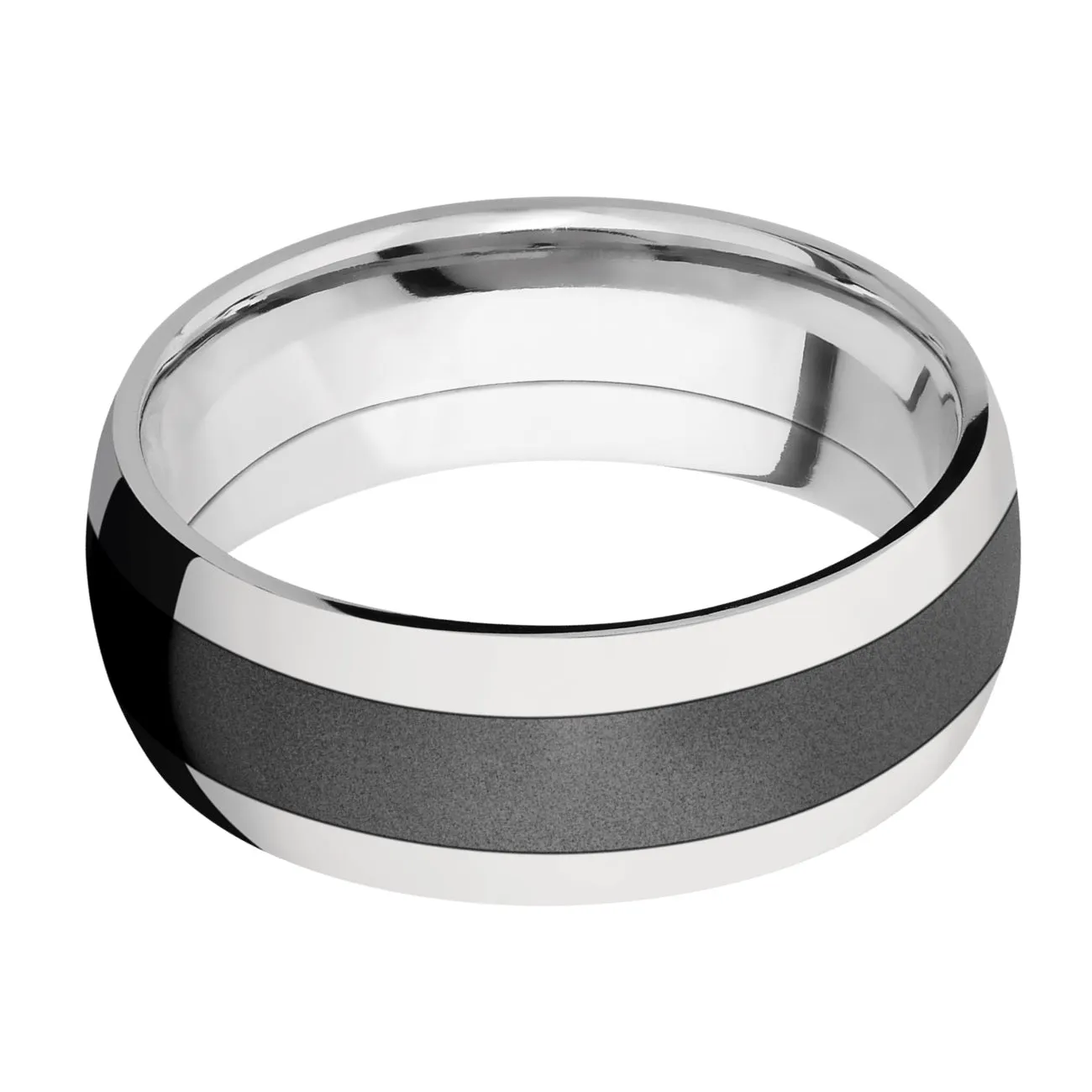 Lashbrook 8MM Cobalt Chrome Wedding Band with a Zirconium Inlay