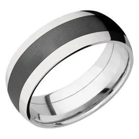 Lashbrook 8MM Cobalt Chrome Wedding Band with a Zirconium Inlay