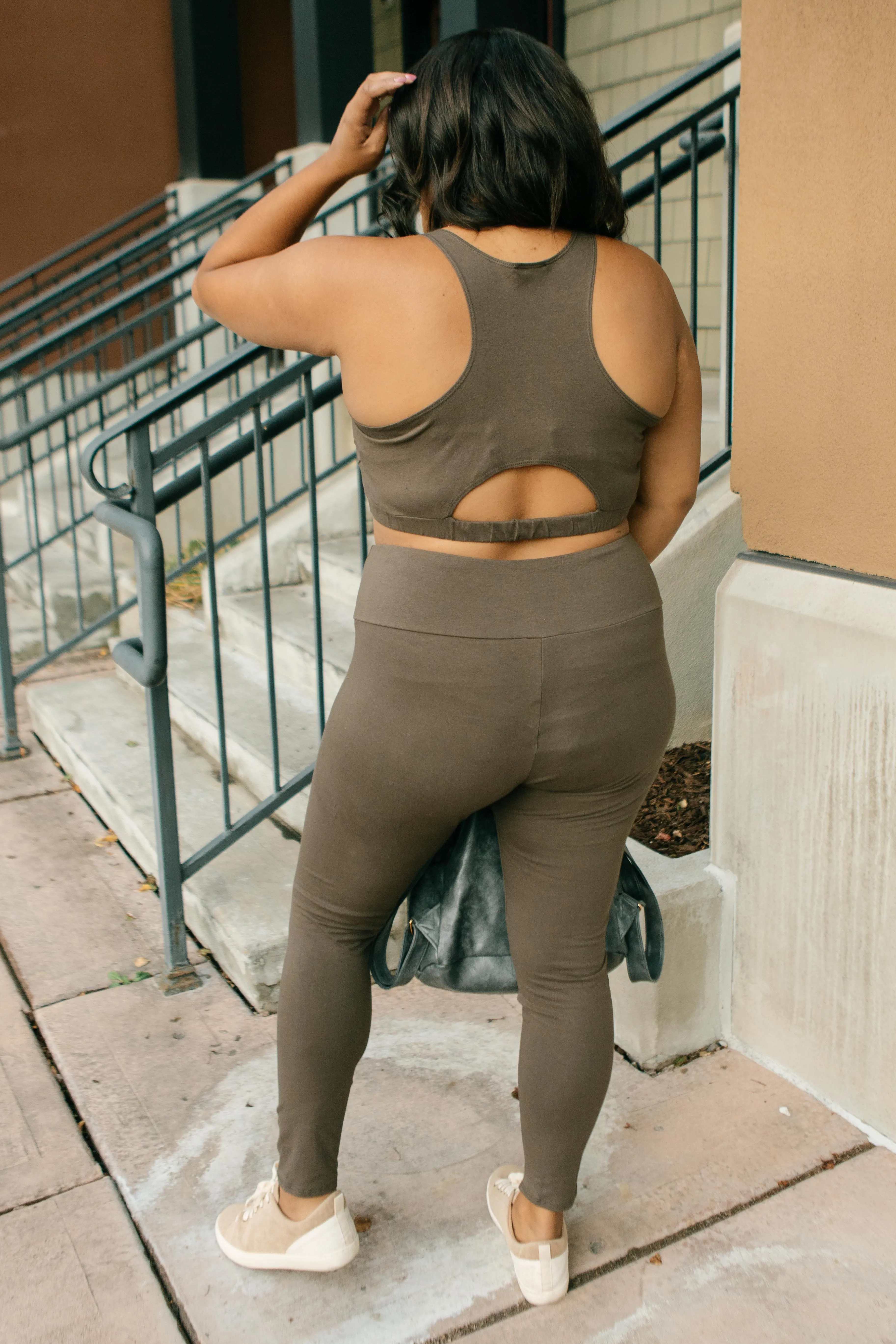 Lazy Days Racerback Bra in Deep Olive - On Hand