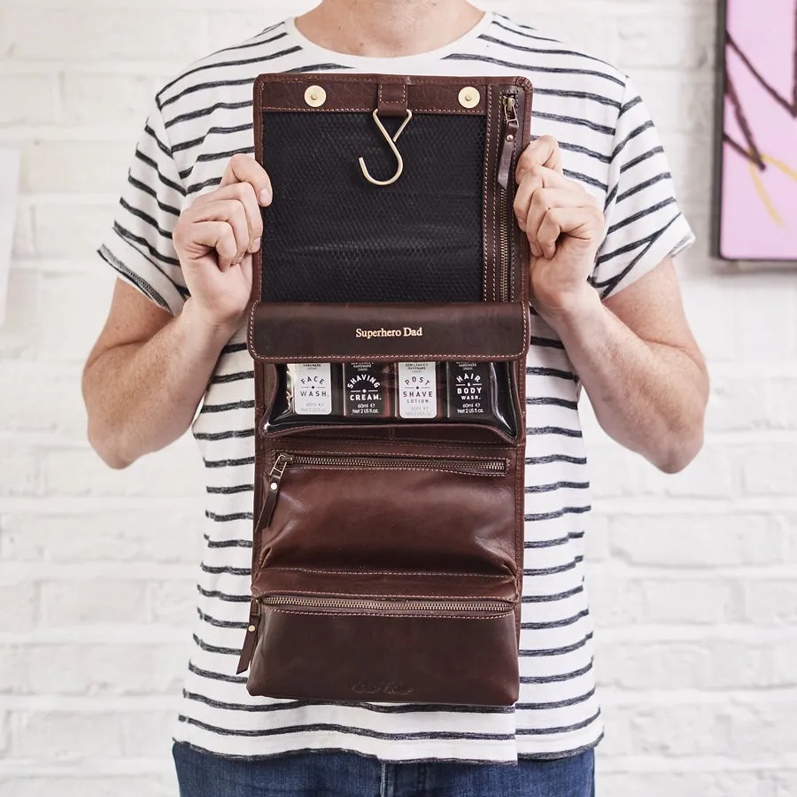 Leather Hanging Wash Bag