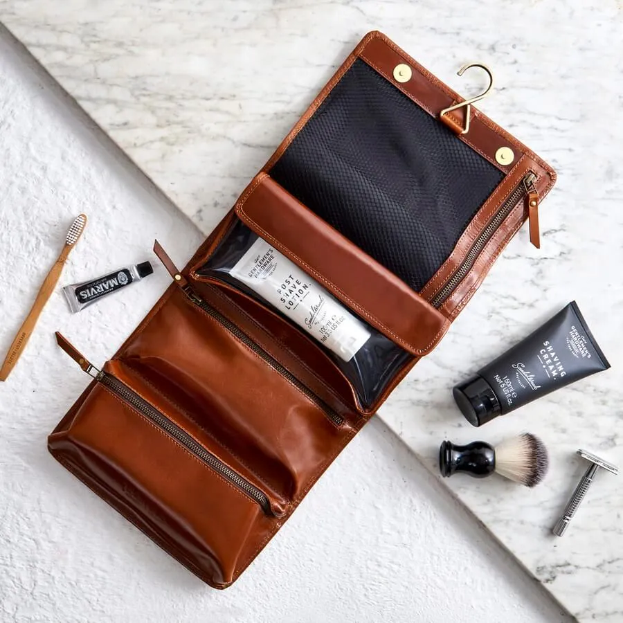 Leather Hanging Wash Bag